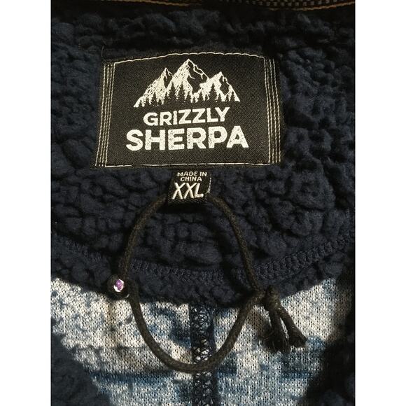 Grizzly Sherpa XXL Two Tone Blue 1/4 Zip Long Sleeve Pullover Sweater Jacket - Picture 7 of 9